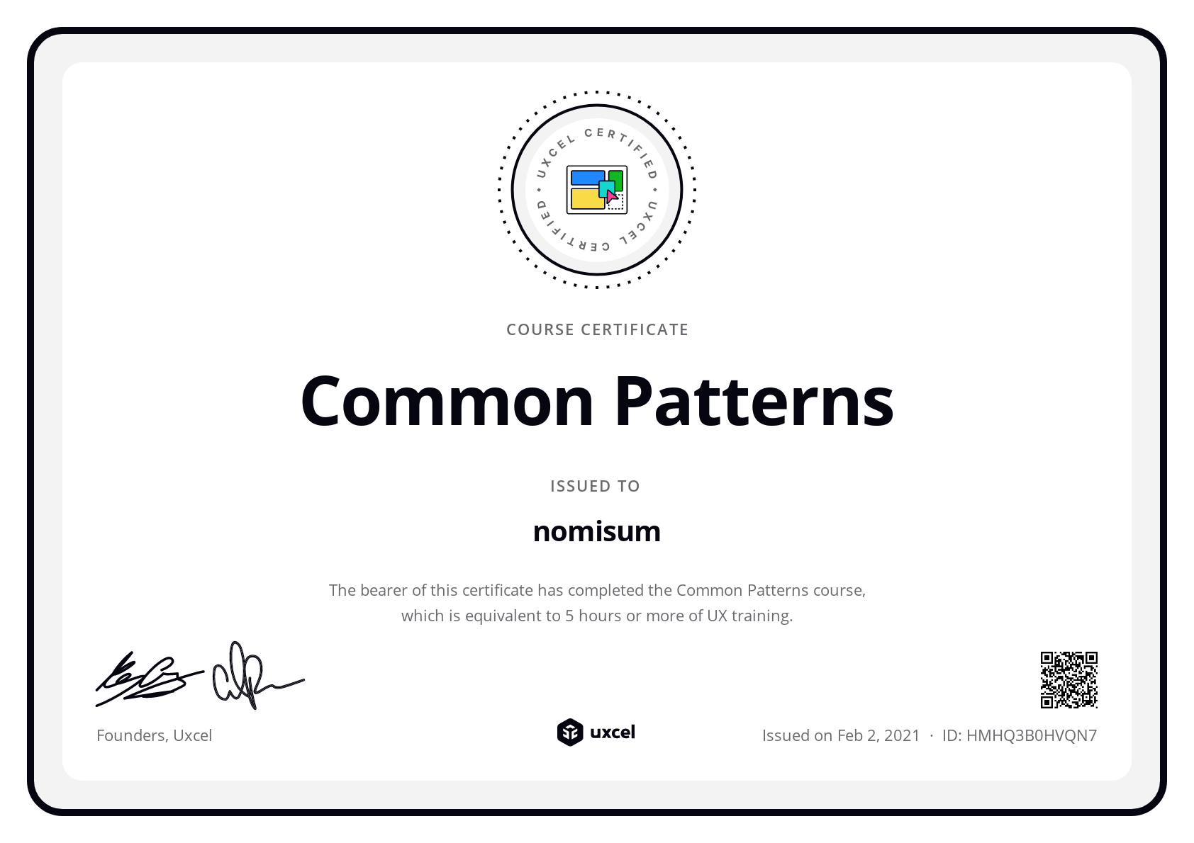 nomisum's certificate